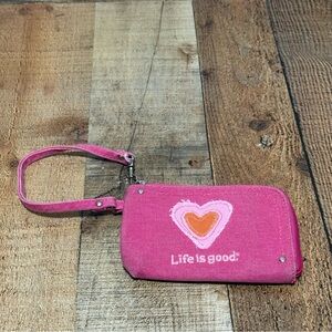 Life is good pink wristlet